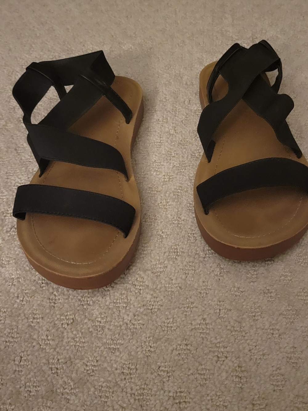 Women's Black Strappy Comfort Sandals